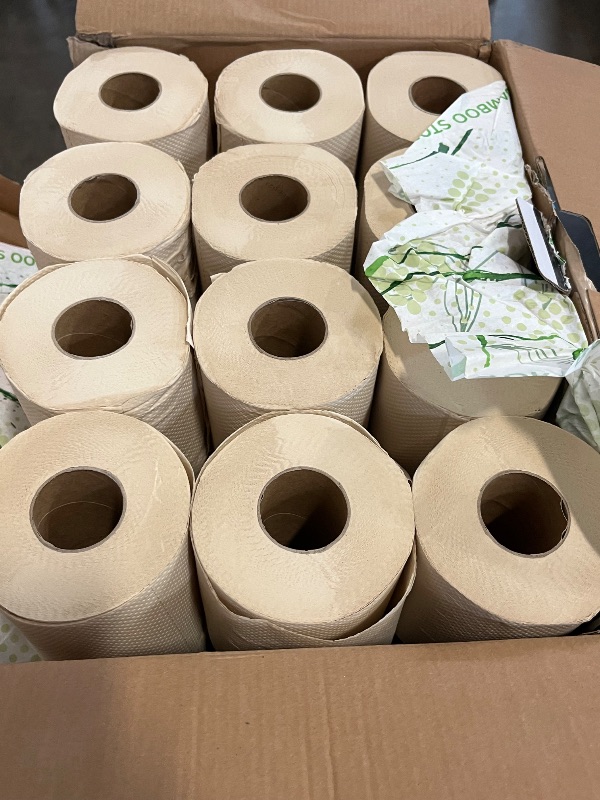 Photo 1 of Premium Bamboo Toilet Paper, PFAS Free, Chemical Free Toilet Paper, Unbleached, (24) 3PLY & 300 Sheets, FSC Certified, Organic Brown, Plant-Based, Tree-Free, Plastic Free, BPA Free (24)
