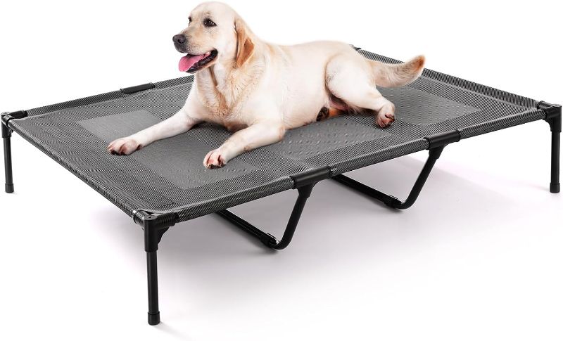 Photo 1 of Petizer 48" Elevated Dog Bed for Extra Large Dogs, Outdoor Dog Cot Bed Waterproof, Raised Cooling Pet Bed, Washable Breathable XXL Dog Bed with Supporting Bars - Up to 200 LBs, Indestructible, X-Large
