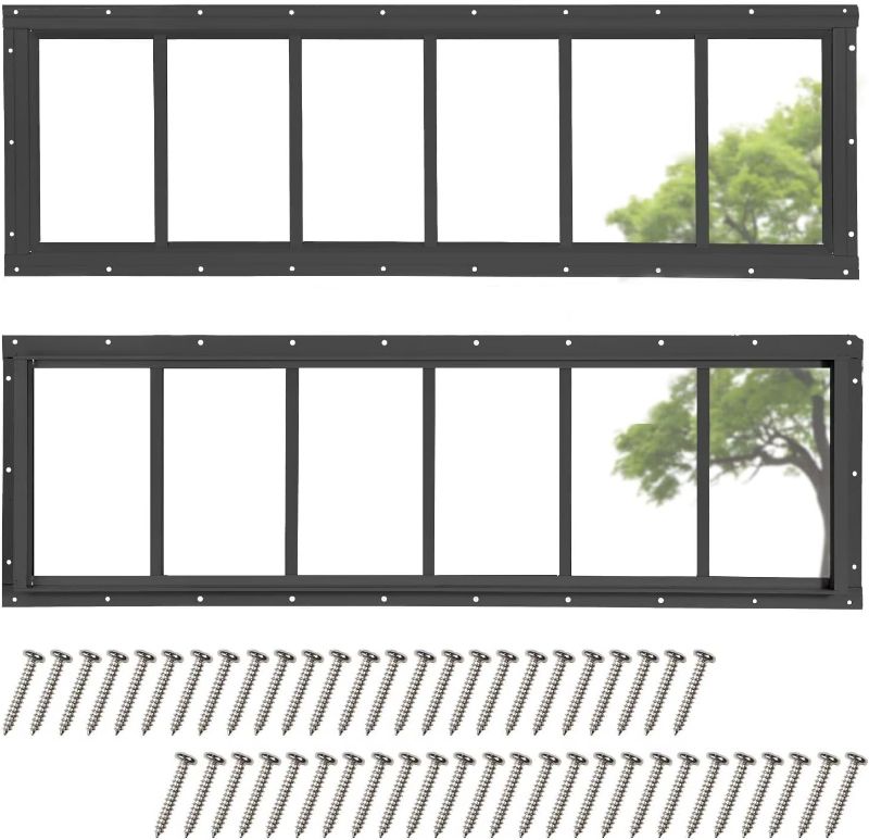 Photo 1 of COLORPAPA 2 Pack Shed Windows, 10"x35" Transom Window Fixed Design with Tempered Glass for Shed, Chicken Coop, Playhouse, Household, Garage, Barns (Black)
