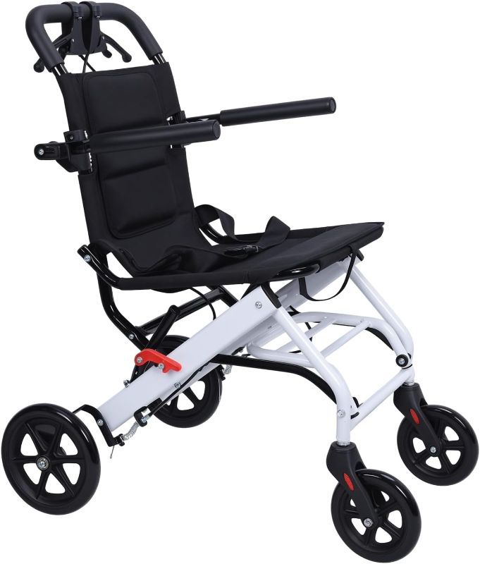 Photo 1 of Saterkali Ultra-Lightweight 13.66lbs Foldable Transport Wheelchair for Seniors Portable Aluminum Travel Wheelchair Support 180lbs Easy Travel Light Weight,Folding Collapsible,Fast Arrival A
