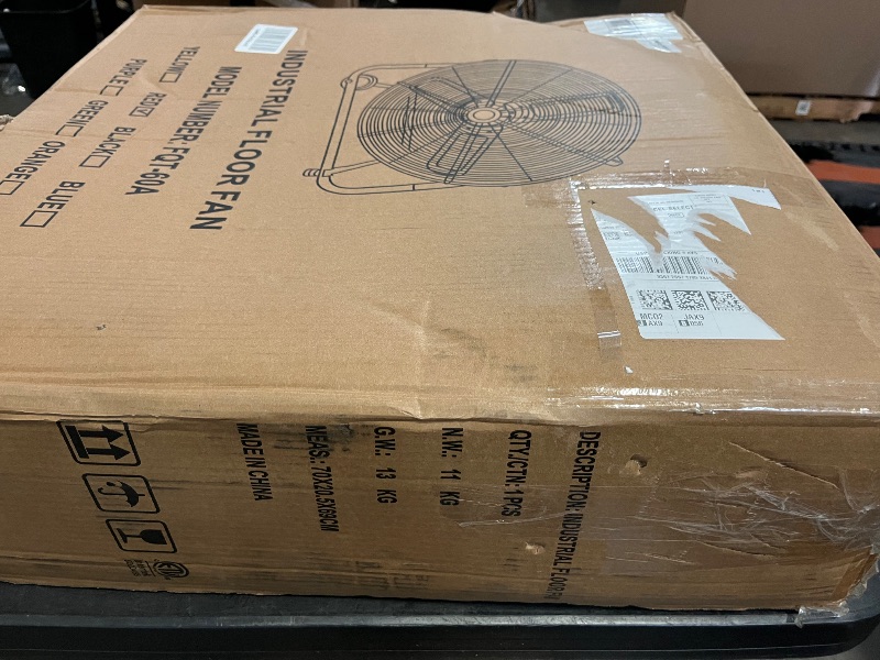 Photo 1 of 24 Inch High Velocity Heavy Duty Large Industrial Fan, Floor Fan with High Medium and Low 3 Wind Speed Adjustment, Big Fan Parameters 120V Voltage, 320W Power Red wih Fan Cover.
