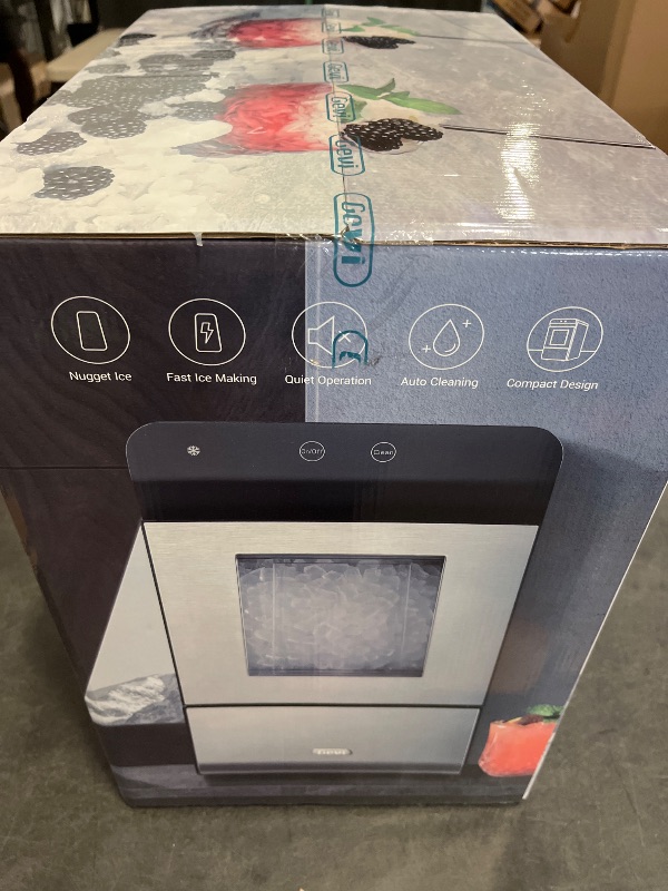 Photo 1 of Gevi Household V2.0 Countertop Gemi Nugget Ice Maker | Self-Cleaning Pellet Ice Machine | Stainless Steel Housing |16.7''H Fits Perfectly Under Wall Cabinet | Black with Viewing Window
