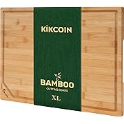 Photo 1 of Bamboo Cutting Boards for Kitchen, Extra Large Wood Cutting Board with Deep Juice Groove and Handle Heavy Duty Chopping board, Kikcoin, 17.6" x 12"
