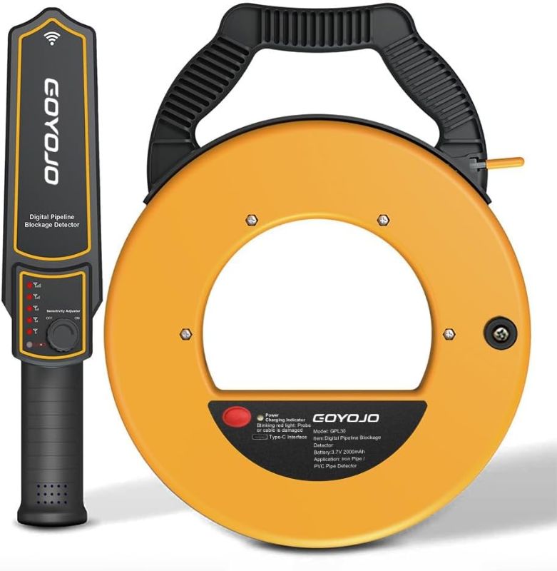 Photo 1 of GOYOJO Pipeline Blockage Detector Locator for PVC & Metal Pipes – 30M Pipe Locators Underground Sewer Wall Scanner, Adjustable Sensitivity, IP67, Includes Transmitter & Receiver with Probe Accessories
