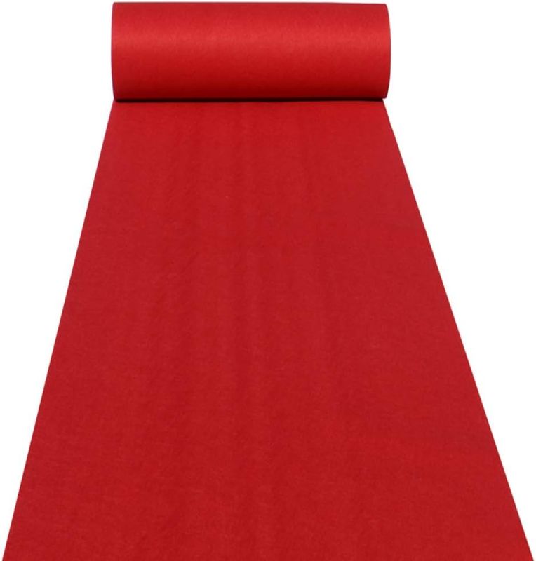 Photo 1 of Aisle Runners Wedding Accessories 2mm Red Aisle Runner Carpet Rugs for Step and Repeat Display, Ceremony Parties and Events Indoor or Outdoor Decoration 24 Inch Wide x 15 feet Long

