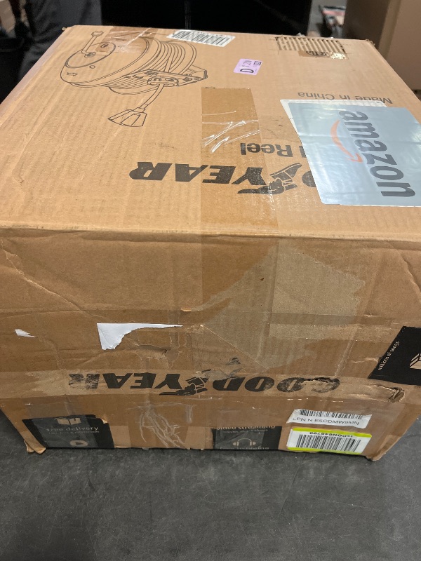 Photo 1 of Goodyear Extension Cord Reel Retractable 12AWG x 50' Feet 3C SJTOW Cable Triple Tap Connector Power Rating 125 Volt AC 13 Amp 1625 Watt Industrial Steel Single Arm

