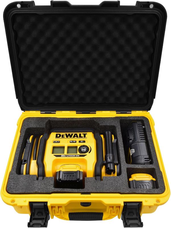 Photo 1 of Air Compressor Case for DEWALT 20V MAX Tire Inflator DCC020IB - Waterproof, Dustproof, Shockproof Air Pump Hard Storage Carrying Bag for DEWALT Tools, Battery & Charger - Case Only
