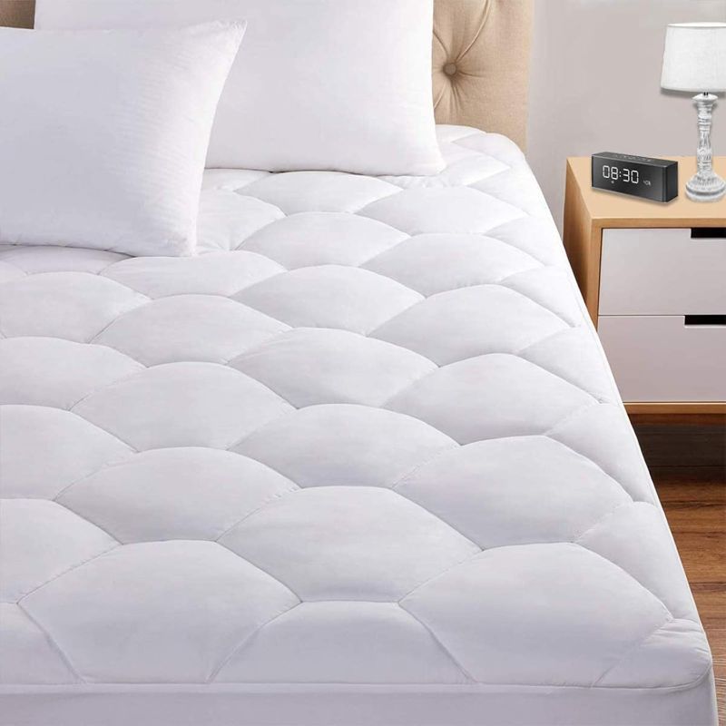 Photo 1 of Queen Mattress Pad, 8-21" Deep Pocket Protector Ultra Soft Quilted Fitted Topper Cover Fit for Dorm Home Hotel -White