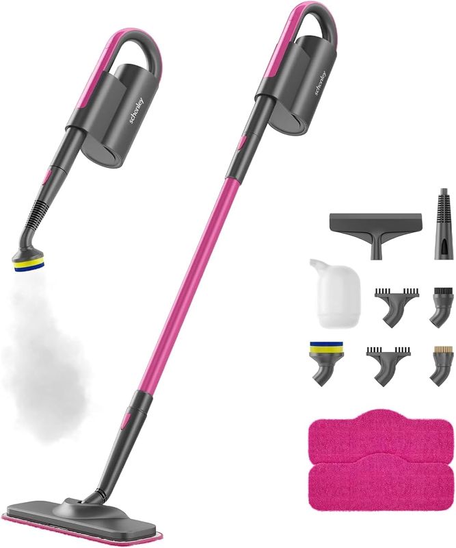Photo 1 of Missing Pads** Schenley Steam Mop Cleaner with Detachable Handheld Steamer for Cleaning Hardwood, Laminate Floor, Tiles and Grout, with 7-in-1 Multi-purpose Accessories and Washable Microfiber Pads
