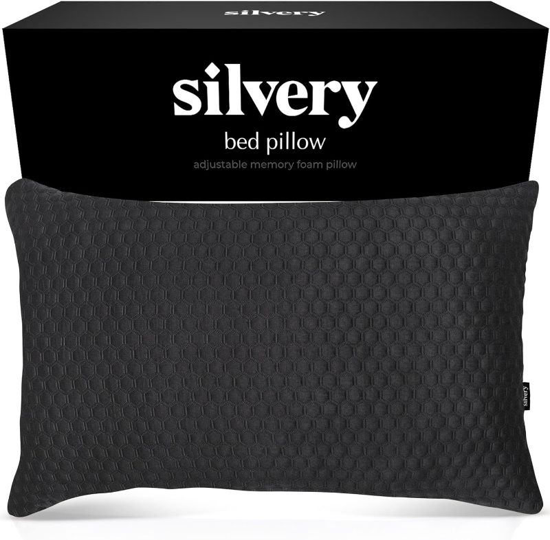 Photo 1 of Silvery Memory Foam Bed Pillow - Patent-Pending Self-Cleaning Technology™ for Hygienic Sleep - Cooling Hypoallergenic Adjustable Pillows for Side, Back & Stomach Sleepers
