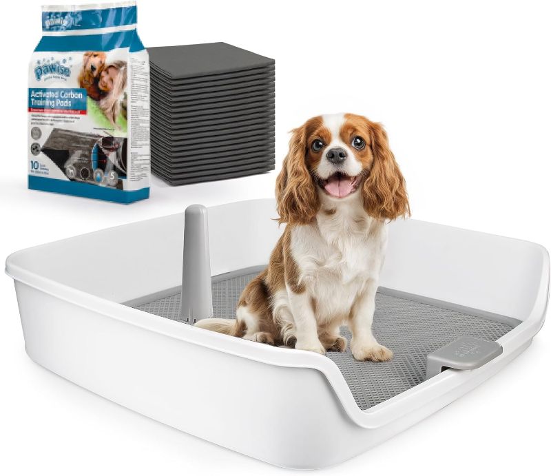 Photo 1 of ALL FOR PAWS Dog Potty Tray Indoor Dog Pee Pad Holder Toilet Puppy Litter Box with Removable Post, Raised Sides, Large Space, Shed Proof & Mess Free, Easy Clean-up, Great for Large Size Dogs
