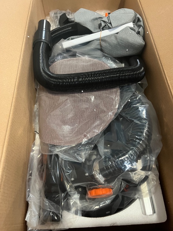 Photo 1 of Electric Drywall Sander with Vacuum Dust Collection, Variable Speed, LED Light, Foldable Handle, Sanding Discs & Grids
