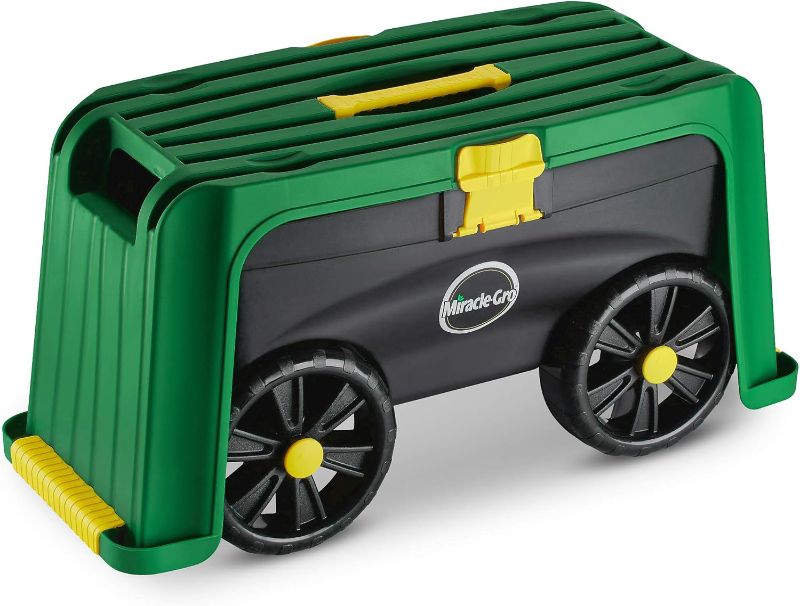 Photo 1 of DF OMER 4-in-1 Garden Stool – Multi-Use Garden Scooter with Seat – Rolling Cart with Storage Bin– Padded Kneeler and Tool Storage - Accessible Gardening Accessible Gardening for All Ages
