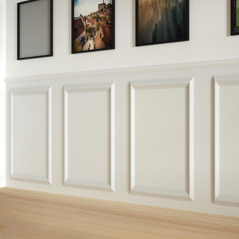 Photo 1 of NeatiEase 4 Set Peel and Stick Wall Molding Trim Kit, 16" x24" Premade Wainscoting Panels, Self Adhesive Moulding Panel for Interior Walls Picture Frame
