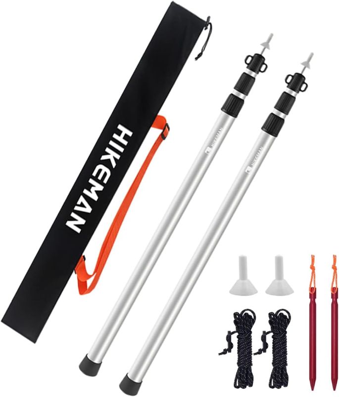 Photo 1 of HIKEMAN Tent Poles Camping Poles for Tarp Awning Canopy Porch Sun Sails Tarpaulin Headroom Aluminium Adjustable Telescoping
