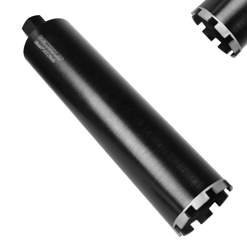 Photo 1 of 4" Diamond Core Drill Bit with 17-3/4" Total Length, 1-1/4"-7 Thread, Laser-Welded Segments for High-Performance Drilling Cured Concrete, Brick, Stone, Masonry Walls and Floors
