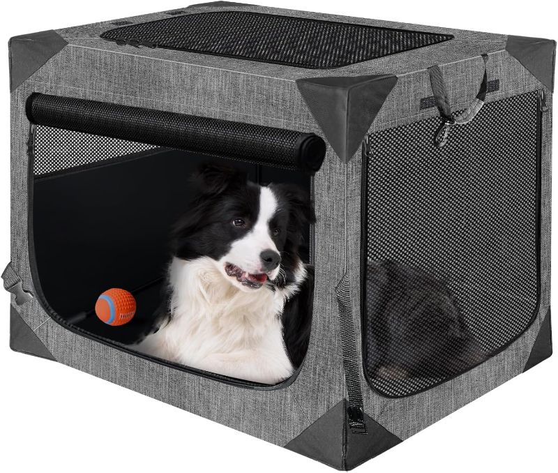 Photo 1 of Dog Crate, Collapsible Soft Travel Crate for Large Dogs (3 Year Warranty), Indoor & Outdoor Portable Pet Kennel with Chew-Proof Mesh Window (Dark Gray, 36" L x 25" W x 25" H) ?
