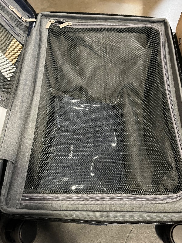 Photo 1 of LUGGEX Carry On Luggage with Compartment and Cup Holder, Expandable PC Hard Shell Suitcase with Front Pocket (Midnight Blue, 2-Piece (20/Tote))
