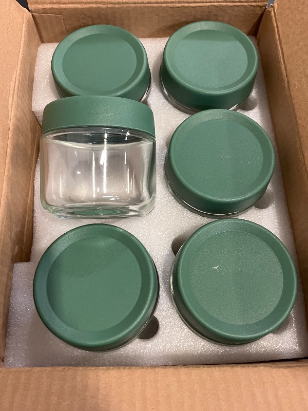 Photo 1 of 6 Pcs 300ml/10oz Glass Jars Wide Mouth Glass Food Storage Containers Overnight Oats Containers with Lids for Snacks Yogurt Powder Liquid - Green
