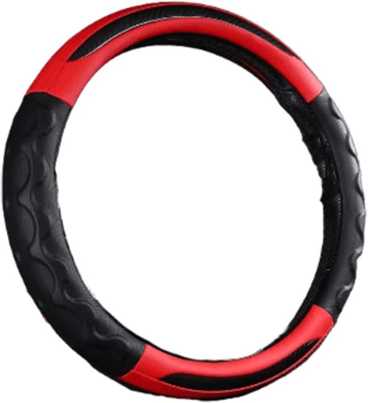Photo 1 of 13 Inch Golf Cart Steering Wheel Cover, Anti Slip Breathable Leather Steering Wheel Cover, Comfortable Grip Feeling for EZGO TXT & RXV (Red2)
