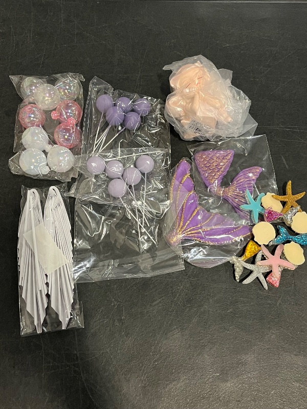Photo 1 of 36 Pcs Mermaid Cake Topper Tail Shells Sea Star Cake Decorations Under the Sea Cake Decorations for Mermaid Theme Birthday Decorations Baby Shower
