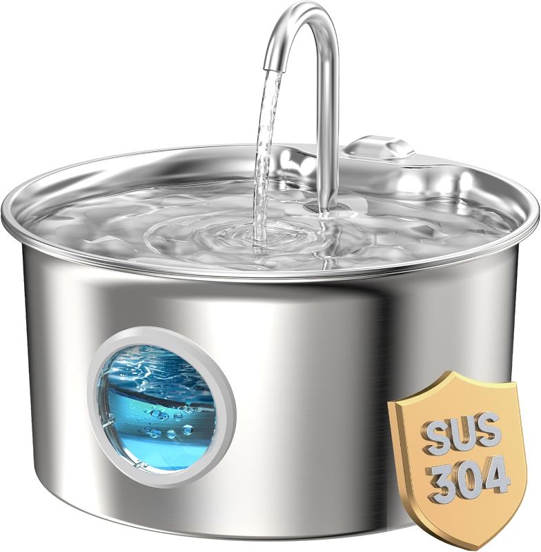 Photo 1 of Cat Water Fountain Stainless Steel: Cat Fountain for Drinking - 88oz/2.6L Pet Water Fountain for Cats Indoor - Quiet Cats Water Bowl Dispenser - Pets Feeding & Watering Supplies - for Small Animals
