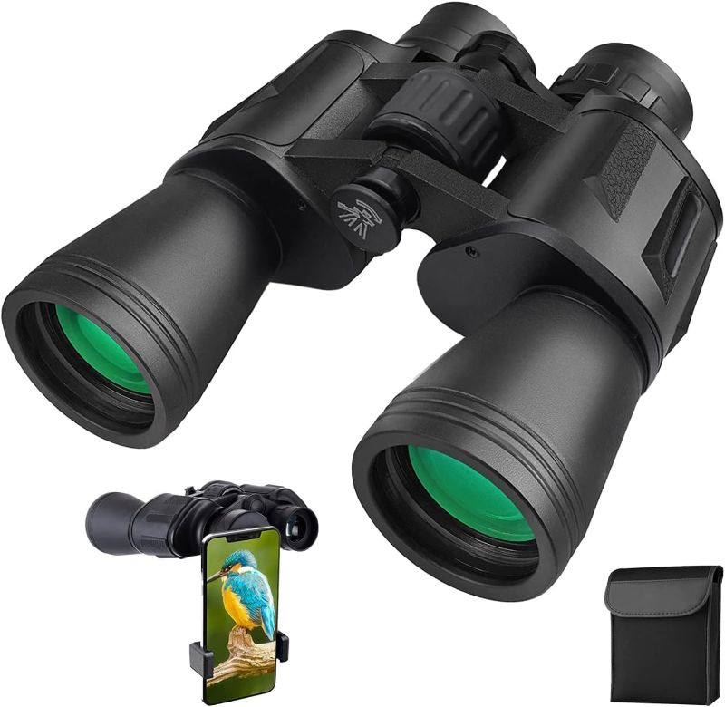 Photo 1 of 20x50 Binoculars for Adults, HD High Powered Professional Binoculars for Bird Watching Travel Stargazing Concerts Outdoor Sports-BAK4 Prism FMC Lens,Waterproof, Fogproof with Phone Adapter
