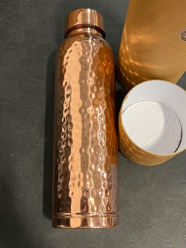 Photo 1 of Pure Copper Water Bottle – 1000ml (34 oz) Leak-Proof Ayurvedic Bottle | Handmade, BPA-Free, Joint-Free Design for Health, Yoga, Office & Travel | Ideal for Hydration & Detox (Hammered)
