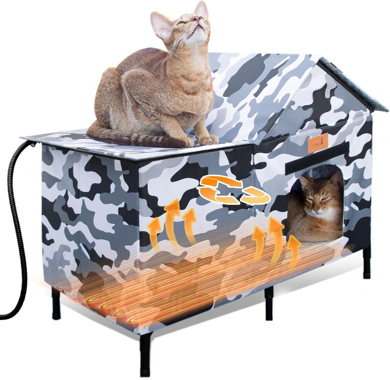 Photo 1 of Lofkd Extra Large Heated Cat House for Outdoor Use Weatherproof, Sturdy?Insulated, Easy Setup