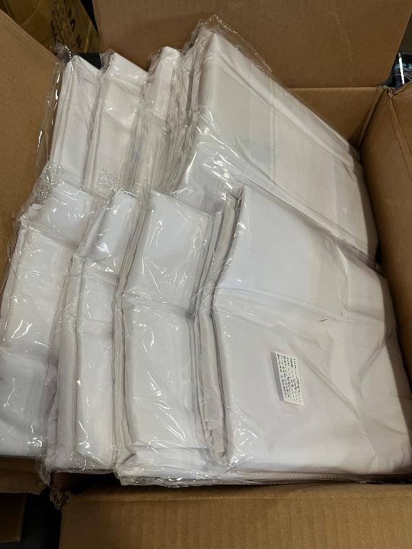 Photo 1 of  10 Pack White Tablecloth 60 x 84 Inch, Rectangle Table Cloth for 4ft Tables - Stain and Wrinkle Resistant Washable Polyester Table Cover for Dining Wedding Banquet Party Buffet Restaurant