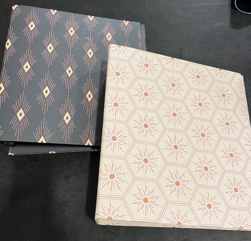 Photo 1 of U Brands Eco-Conscious 2" Binders, Set of 2, Celestial Boho Prints, Silver Metal O-Rings
