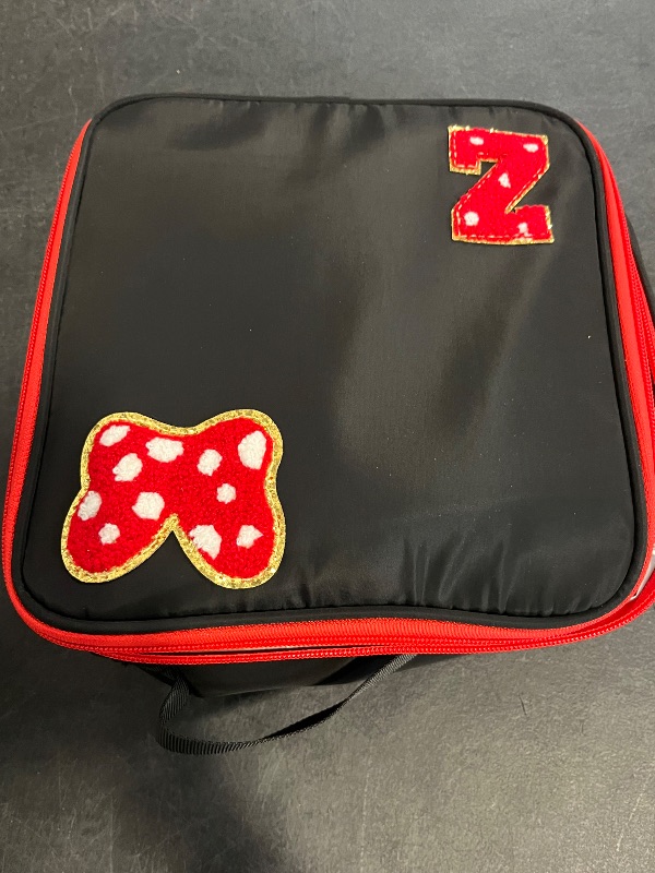 Photo 1 of Insulated Lunch Box Set, Bow Mouse Preppy Initial Lunch Bag With Stainless Steel Bento Box, Cooler Snack Food Containers Back To School Gift Girls Teens Kid Women For Picnic Park Work Travel Black Z
