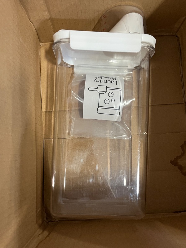 Photo 1 of Clear Laundry Detergent Dispenser, 60.8oz/77.78oz Double Sealed Storage Container with Wide Mouth & Funnel Design, Transparent Leak-proof Organizer for Laundry Room, Fabric Softener, Bleach (60.8OZ)

