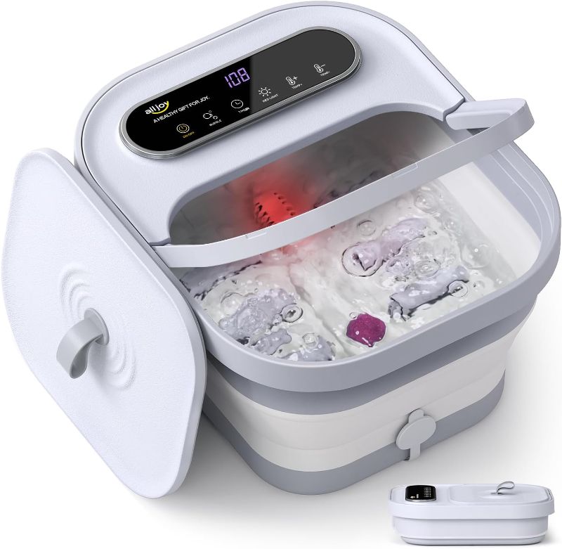 Photo 1 of ALLJOY Foot Spa Bath Massager with Heat, Collapsible Foot Massager Spa Soaking Tub with Bubbles, Pumice Stone, Timer, 6 Shiatsu Massage Rollers Pedicure FootSpa for Relaxation, Gifts for Dad, Mom
