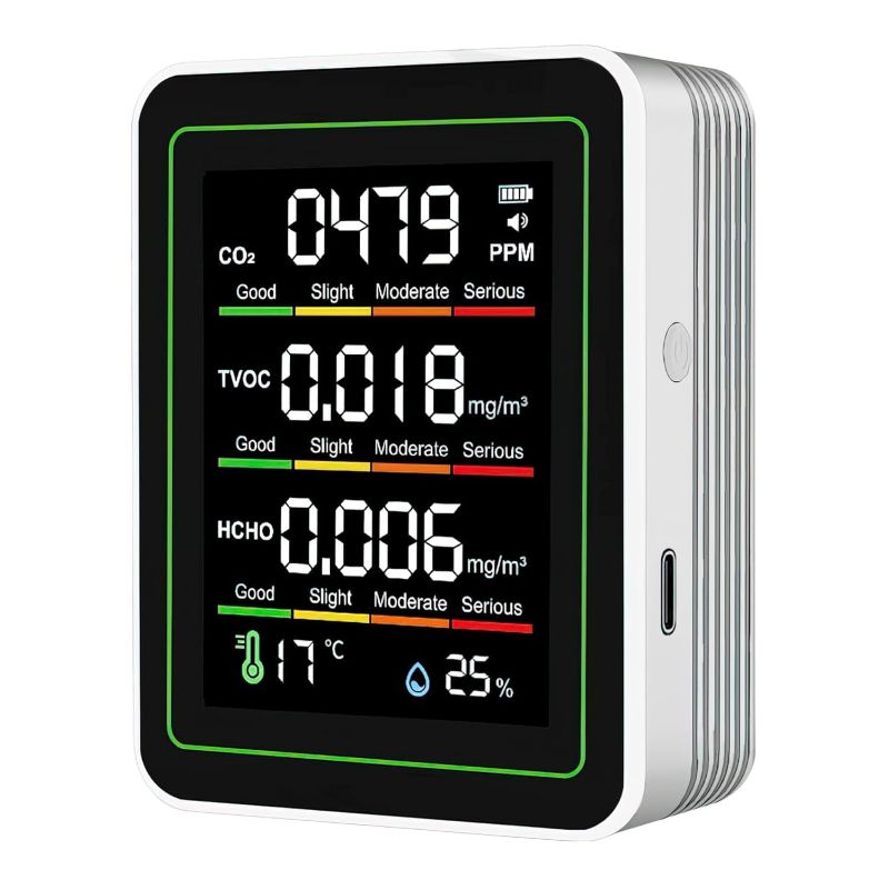 Photo 1 of Indoor Air Quality Monitor, 5 in 1 Portable Smartair Quality Tester for CO2 | TVOC | HCHO | Temp | Hum for Home Cars Plants and Pets So On

