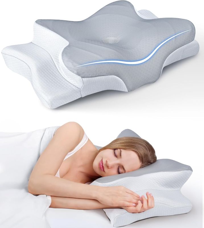 Photo 1 of Ultra Pain Relief Cooling Pillow for Neck Support, Adjustable Cervical Pillow Cozy Sleeping, Odorless Ergonomic Contour Memory Foam Pillows, Orthopedic Bed Pillow for Side Back Stomach Sleeper
