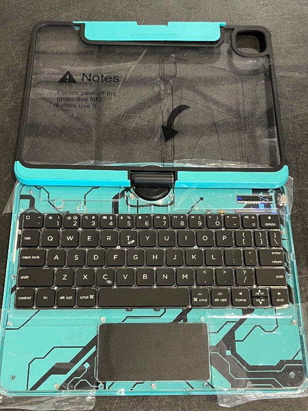 Photo 1 of GUSGU for iPad Air 11 Inch (M3/M2,2025/2024) Transperant Case with Wireless Keyboard, 7 Color Backlight, Trackpad, 360°Rotating Stand for 10.9" iPad Air 5th/4th, 11" iPad Pro 4/3/2/1 Case, Cyberpunk
