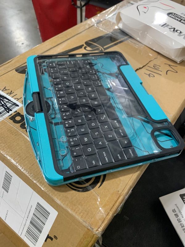 Photo 1 of GUSGU for iPad Air 11 Inch (M3/M2,2025/2024) Transperant Case with Wireless Keyboard, 7 Color Backlight, Trackpad, 360°Rotating Stand for 10.9" iPad Air 5th/4th, 11" iPad Pro 4/3/2/1 Case, Cyberpunk
