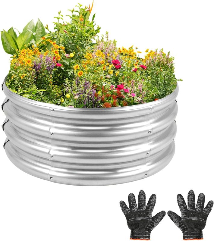 Photo 1 of Garden Galvanized Raised Garden Bed Kit - Metal Planter Boxes for Vegetables/Herbs/Flowers, Heavy-Duty Steel Outdoor Garden Box with Reinforced Edges(2X2X1FT)
