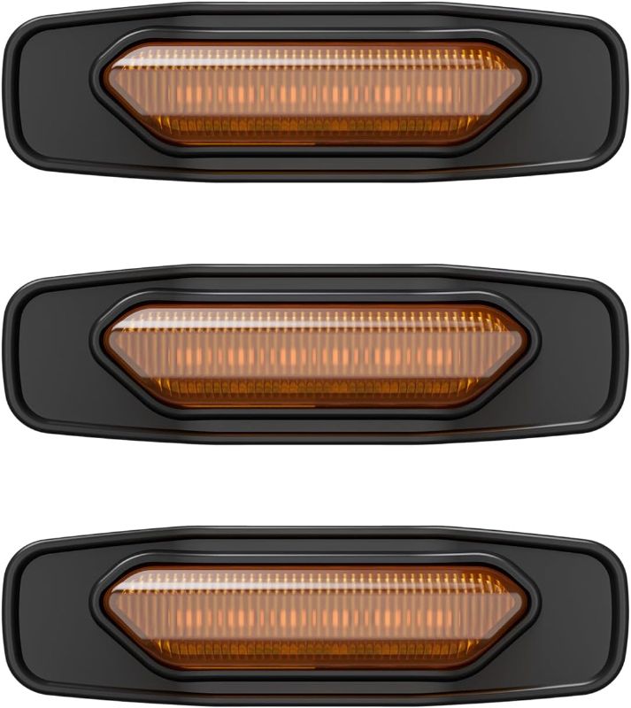 Photo 1 of 3PCS LED Front Grille Lights Compatible with 2022-2024 Ford Maverick XLT Yellow Decorative Grille Lamps with Fuse Wire Replacement for 2022 2023 2024 Ford Maverick Accessories
