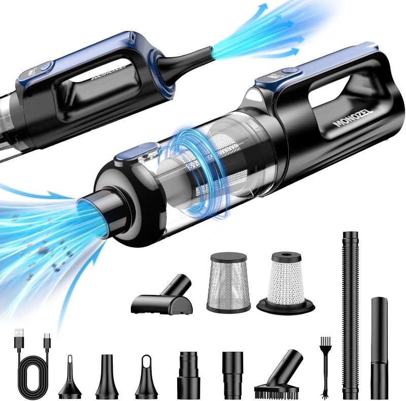Photo 1 of Car Vacuum Portable Cordless, 18000Pa 2 in 1 Vacuum Cleaner&Air Duster, 130W Brushless Motor Handheld Vacuum Cordless with 7800mAh Battery, LED Light, Multi-Nozzles for Car, Home, Office, Pet

