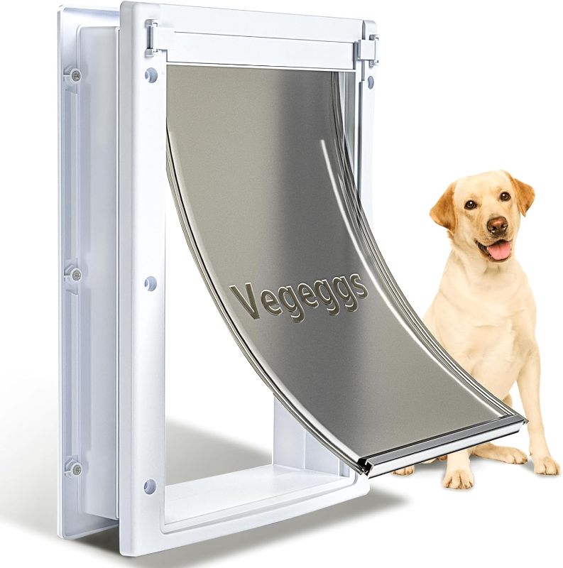 Photo 1 of Pet Door, Interior and Exterior Large Dog Doors, PC Frame and Telescoping Tunnel Doggy and Cat Doors, Doggie Door with Double Magnetic Flaps and Sliding Lock Panels (Pets Up to 40 Lb) M
