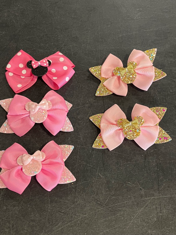 Photo 1 of Missing 3** Qearl 8 Pcs Mouse Ears Bow Clips for Girls, Polka Dot Red Bows Theme Park Costume Party Decoration for Toddlers Girls in Pairs
