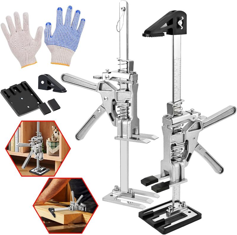 Photo 1 of Quick-Lift Construction Jack, 15 in Jack Labor-Saving Arm Jack 2 Pack Heavy Furniture Lifter Tool Stainless Steel Hand Lifting Jack for Installing Windows Doors, Raised by 8.52 in Load 440 Lbs
