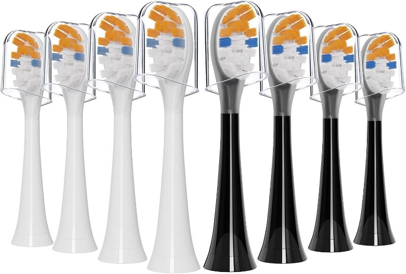 Photo 1 of Replacement Electric Toothbrush Heads Compatible with Philips Sonicare Electric Toothbrush - Cleaning Gum Care Whitening - Medium Bristle, Snap-on Handles, 8-Pack, Black and White
