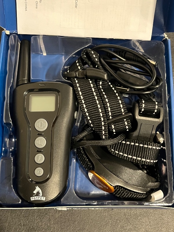 Photo 1 of PATPET Dog Training Collar - Rechargeable Dog Training Collar with Remote for Medium Large Dogs 1000Ft Remote Range 3 Training Modes IPX7 Waterproof Black
