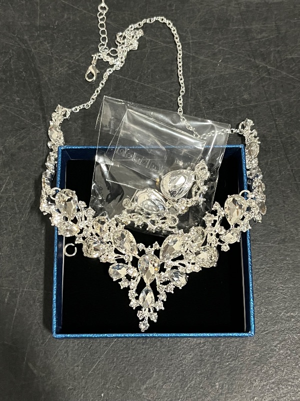 Photo 1 of *Missing Bracelet** 
Bridal Wedding Jewelry Set for Women Rhinestone Crystal Costume Jewelry Set
