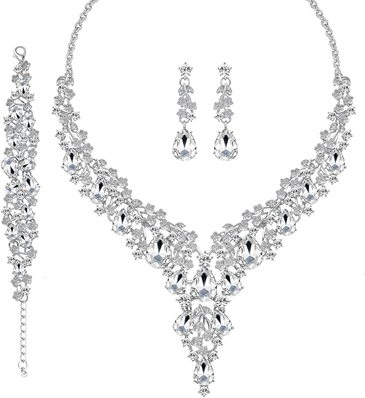 Photo 1 of *Missing Bracelet**
Bridal Wedding Jewelry Set for Women Rhinestone Crystal Costume Jewelry Set