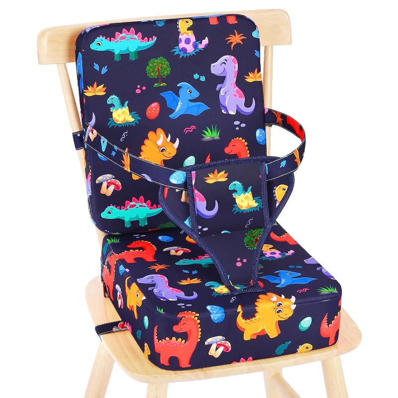 Photo 1 of Toddler Booster Seat for Kitchen Chair, Non-Slip Bottom Dining Table Booster Seat with Backrest and Adjustable Straps, Portable Eating Travel Increasing Cushion
