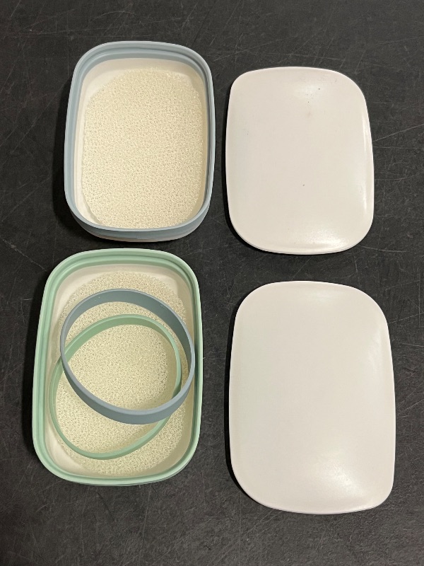 Photo 1 of 2Pack Travel Soap Holders, Soap Bar Box Dish Container Case, with Sponge Saver& Band, for Gym, Travel (Blue & Green)
